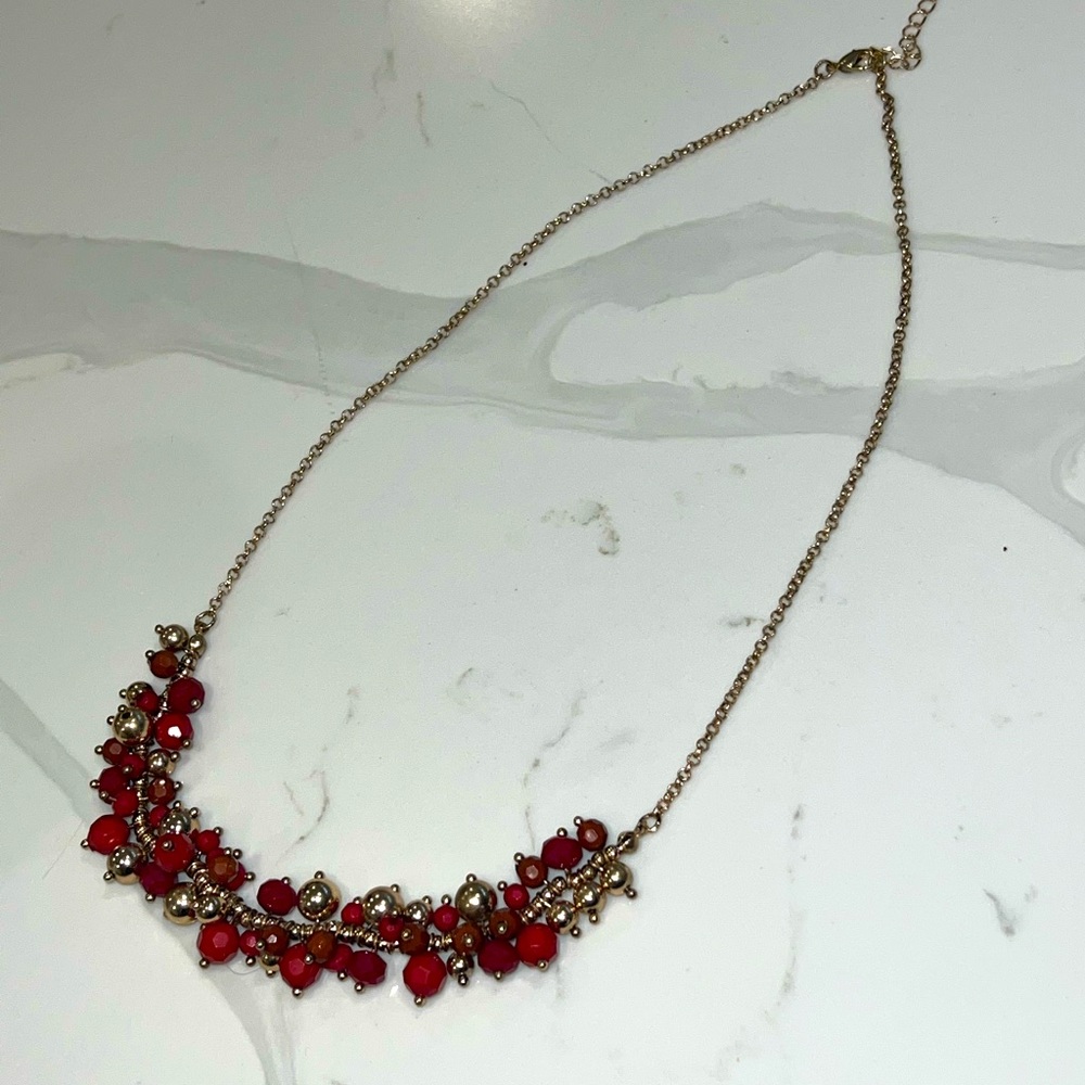 Gold and red necklace